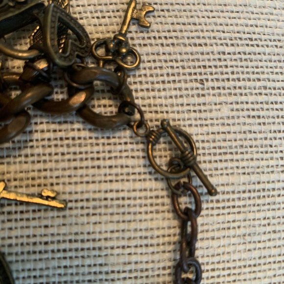 Multi Charm Bracelet Dark Gold Tone 7″ - Picture 7 of 13